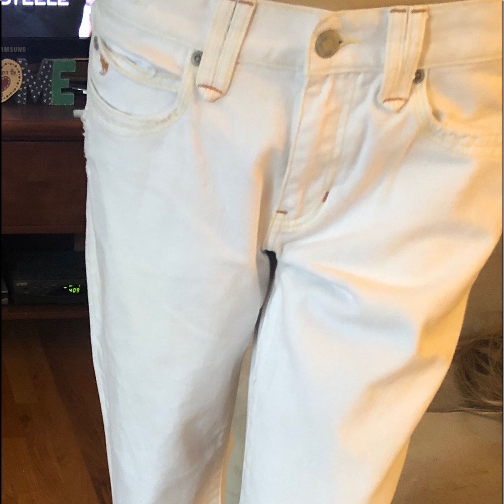 A&F white distressed jeans